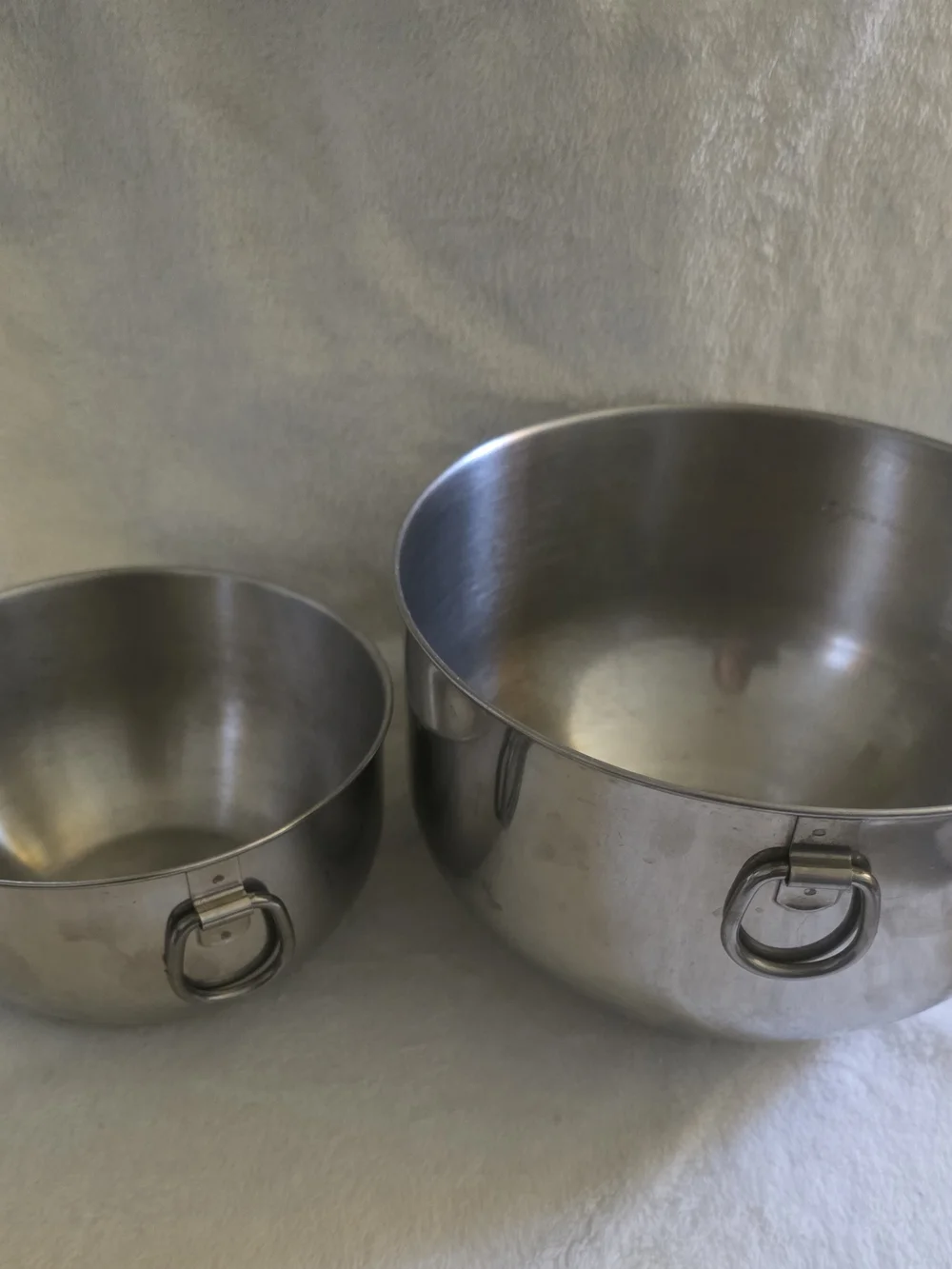 Vintage Farberware Stainless Steel Nesting Mixing Bowls Set of 2 D-Ring Handles